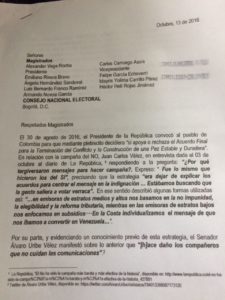 Por maniobras engañosas y afirmaciones falsas, se solicita sanción al Centro Democrático