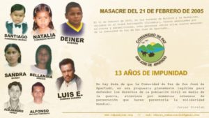 Masacre del 21 de febrero de 2005 en la Comunidad de Paz de San José de Apartadó