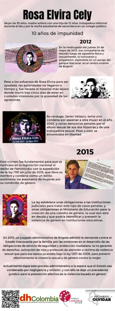 dhColombia Feminicidio de Rosa Elvira Cely, 10 años de impunidad 2022.05.24 infografia Rosa Elvira Cely