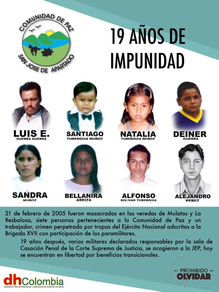 dhColombia Son 19 años de impunidad: masacre de la Comunidad de Paz de San José de Apartadó 19 anos masacre cdp