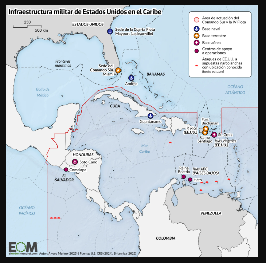 dhColombia El asedio criminal de Donald Trump y los Estados Unidos contra las costas latinoamericanas mapa operaciones